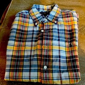 EUC POLO Polo button down- chambray lined